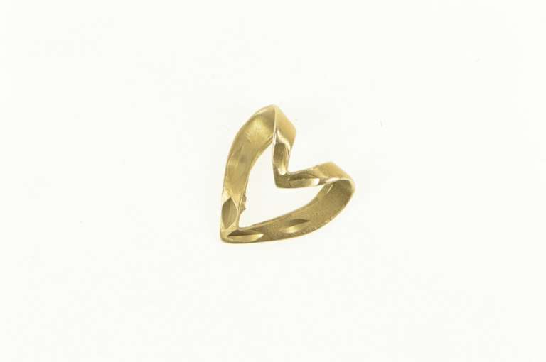 14K Yellow Gold Diamond Cut Curvy Heart Love Symbol Pendant