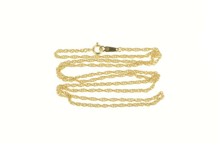 14K Yellow Gold 1.8mm Rolling Rope Chain Woven Classic Link Necklace