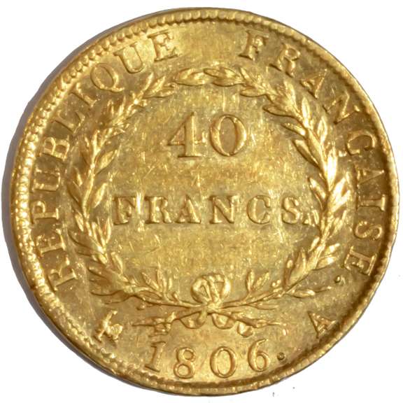 1806 A Scarcer Napoleon Gold 40 Francs