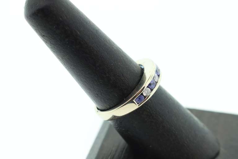 14kt Solid White Gold, Tanzanite, & Diamond Band Ring