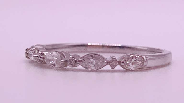 14kt Solid White Gold & Diamond Band Ring