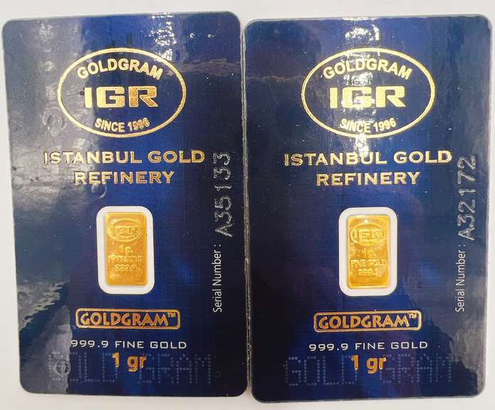 Two one gram gold bars