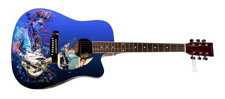 John Mayer Autographed Custom Graphics Photo Guitar ACOA