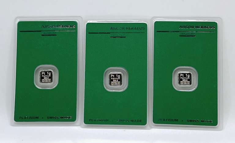 3 one gram Platinum bar