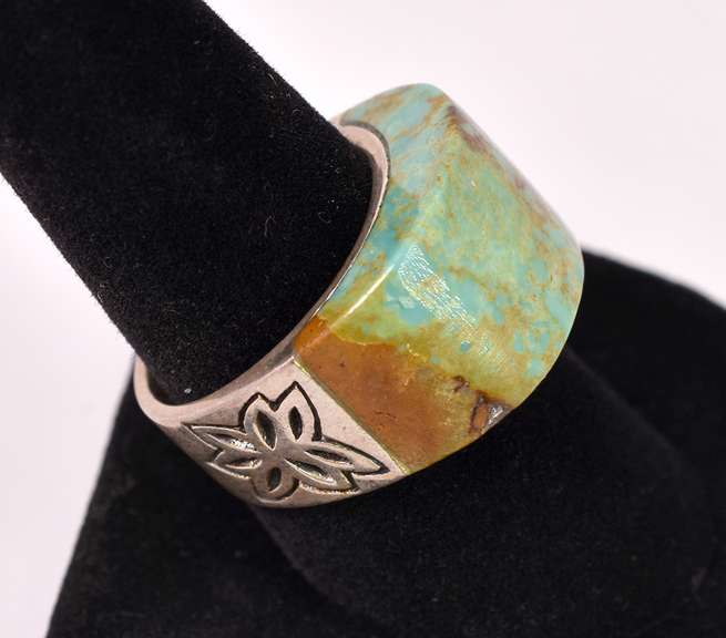 Shaped Turquoise Set In Sterling