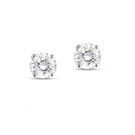 Created White Sapphire Stud Earrings in Sterling Silver