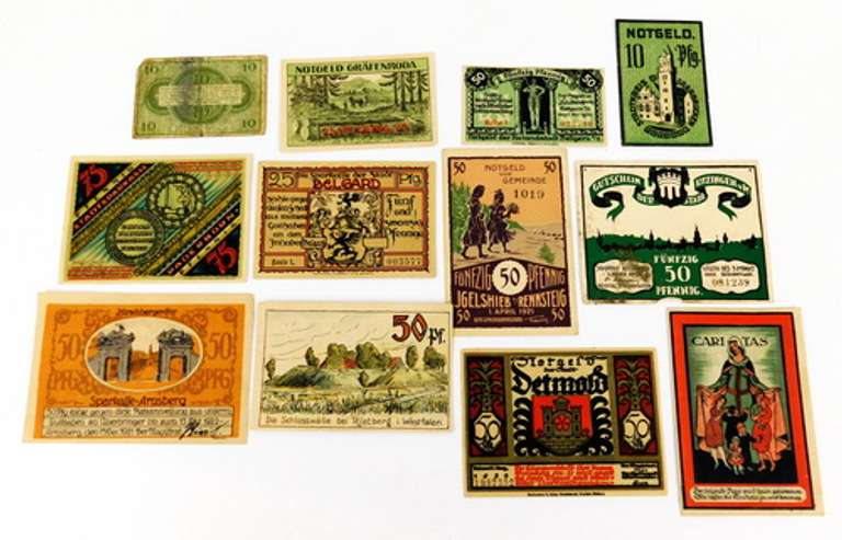 12 Vintage Foreign Paper Money