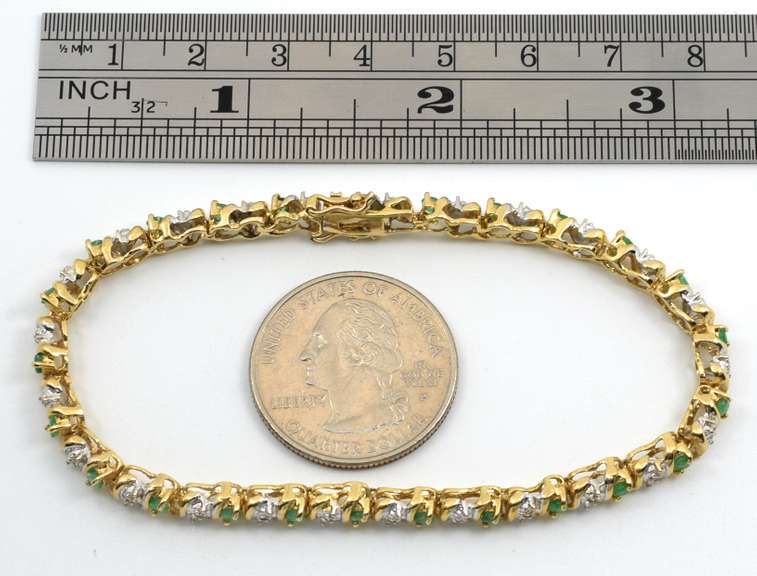 Emerald & Diamond 14k S Link Bracelet
