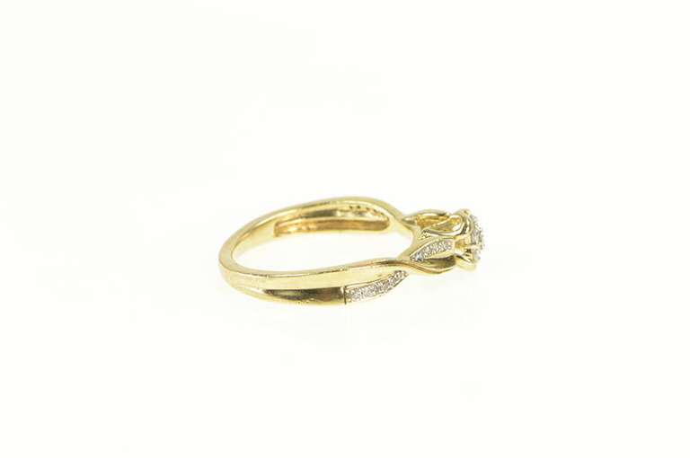 10K Yellow Gold Round Diamond Cluster Promise Engagement Ring