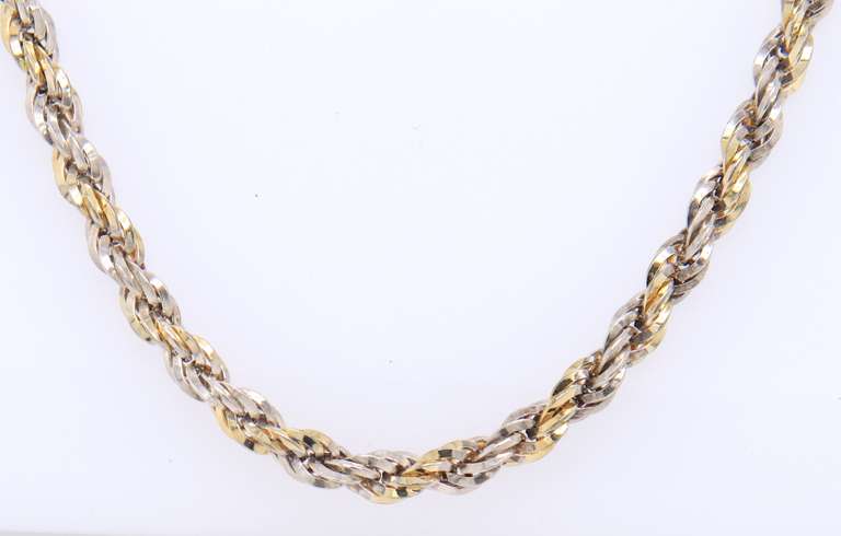 vintage Italian 925 Sterling Silver Rope Chain Neckalce