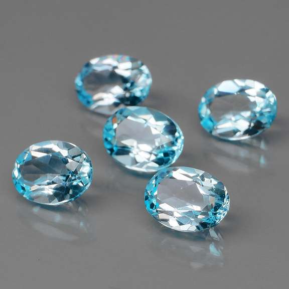 Matched! 5 piece 7.15ct full fire sky blue Topaz set