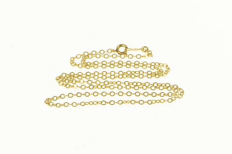 14K Yellow Gold 1.75mm Cable Link Classic Oval Chain Necklace
