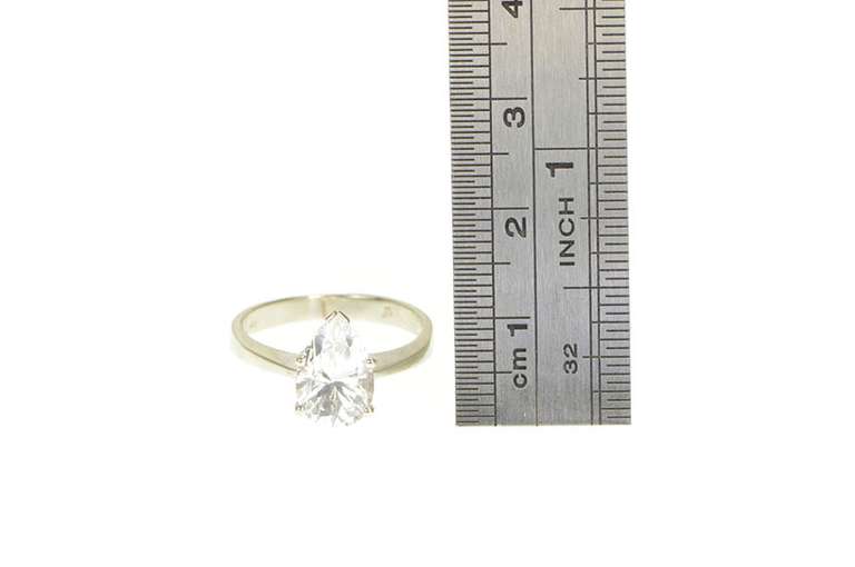 14K White Gold Pear Solitaire Classic Travel Engagement Ring