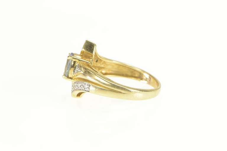 14K Yellow Gold Tanzanite Diamond Accent Bypass Freeform Ring