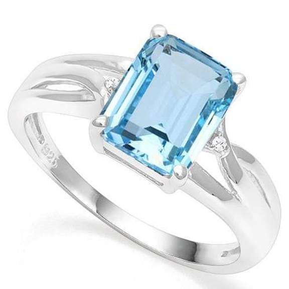 2.50CT BLUE TOPAZ SILVER RING