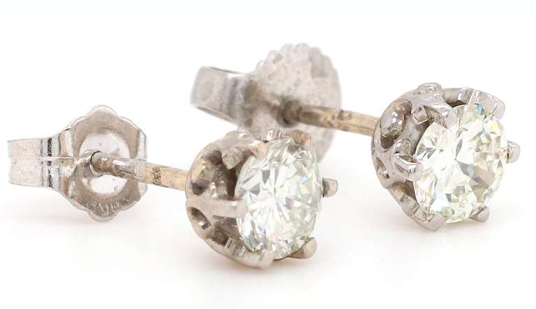 0.80ctw Round Diamond Solitaire Stud Earrings in 14K