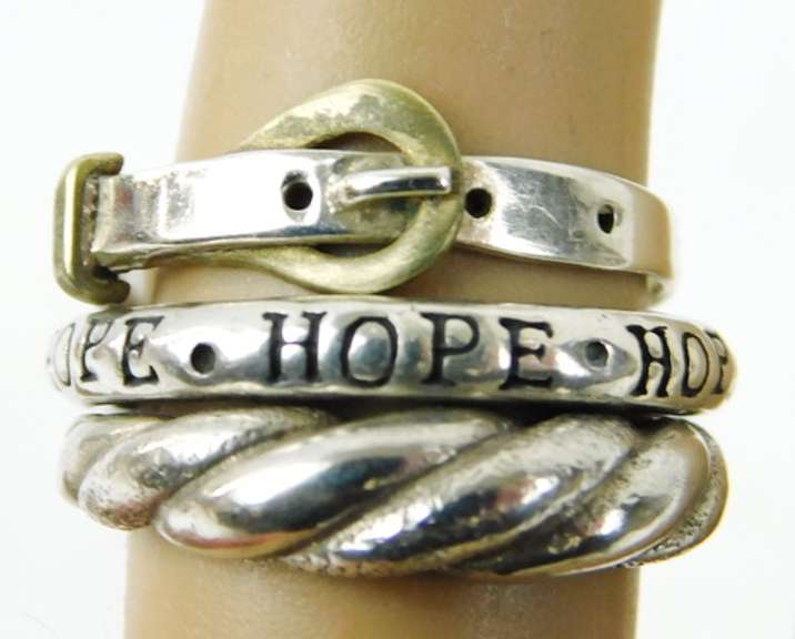 3 Sterling Silver Bands/Rings, Size 6