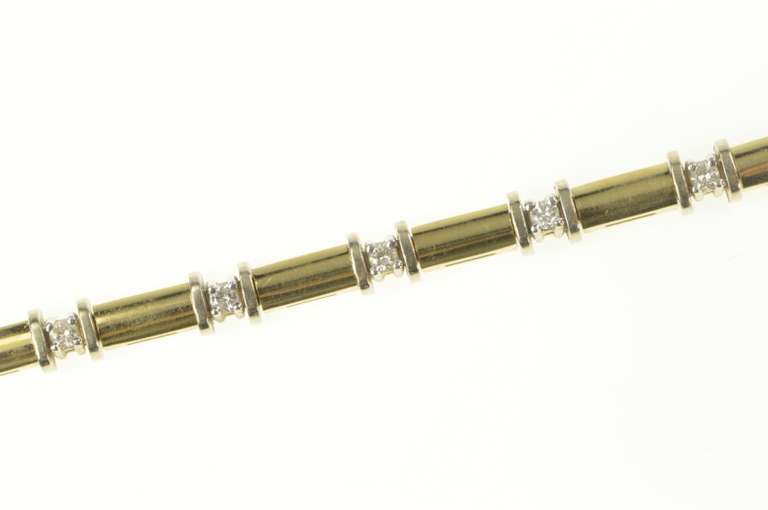 14K Yellow Gold 0.84 Ctw Diamond Classic Bar Link Tennis Bracelet