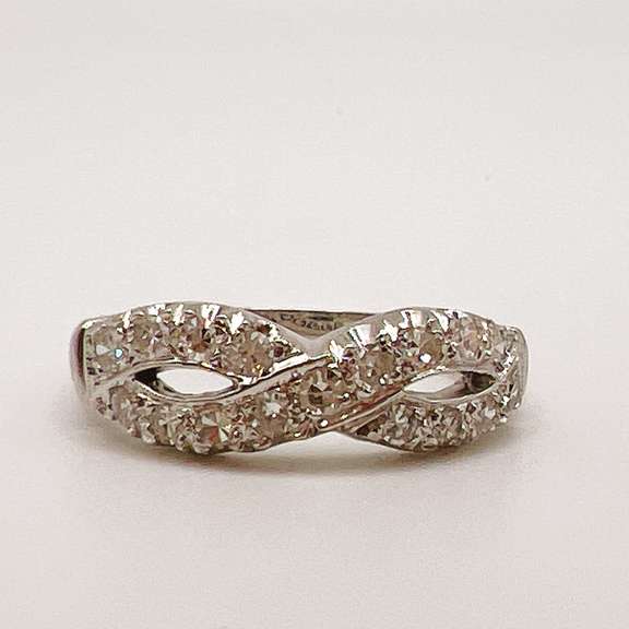 14kt Solid White Gold & Diamond Band Ring