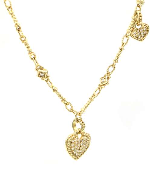 Judith Ripka Pave Diamond Heart Charm Pendant Necklace in 18K