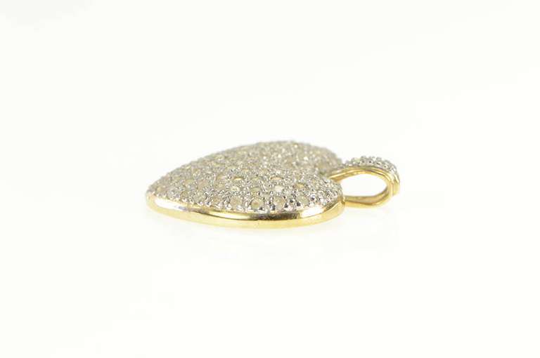 10K White Gold 0.75 Ctw Pave Diamond Encrusted Heart Pendant