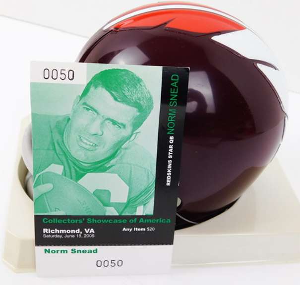 Norm Snead, Redskins Autographed Mini Helmet w/Card