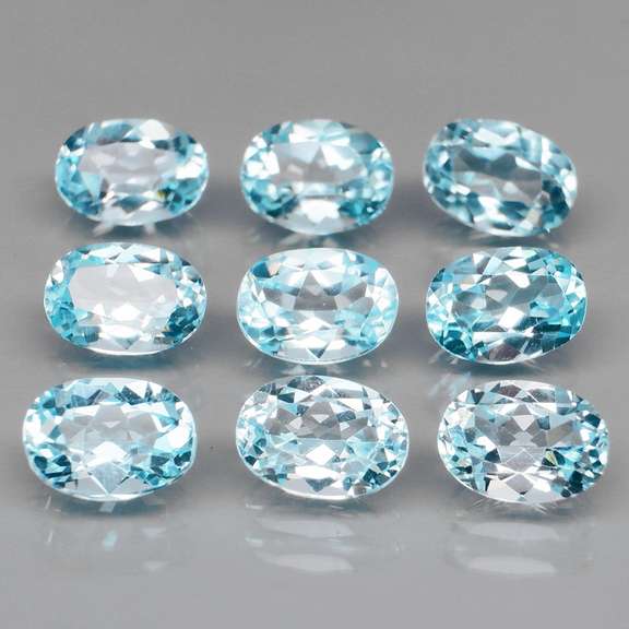Matched! 12 piece 9.25ct full fire sky blue Topaz set
