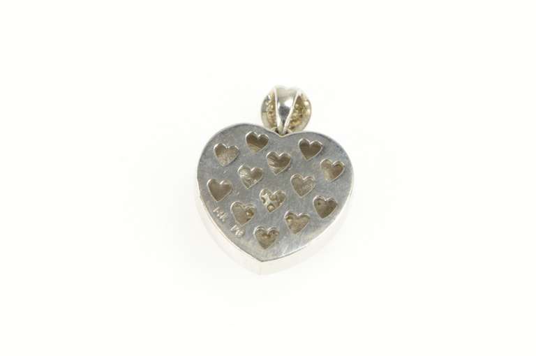 14K White Gold 0.40 Ctw Diamond Red Enamel Heart Love Pendant