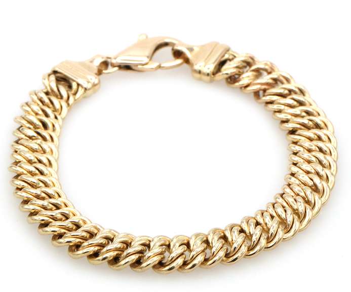 10.0MM Polished Fancy Curb Link Bracelet in 14K