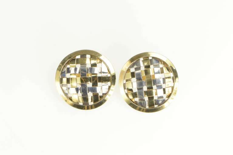 Sterling Silver 18K Gold Gabriel Ofiesh Hand Woven Designer Earrings