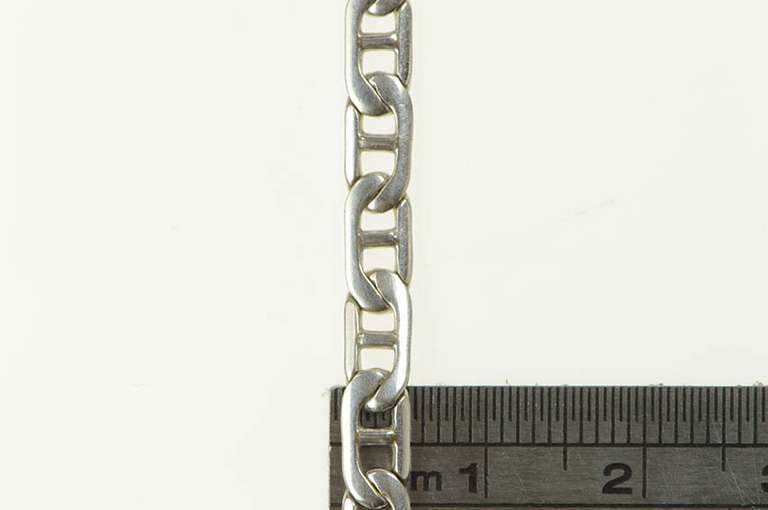 10K White Gold 4.4mm Fancy Anchor Chain Link Statement Necklace