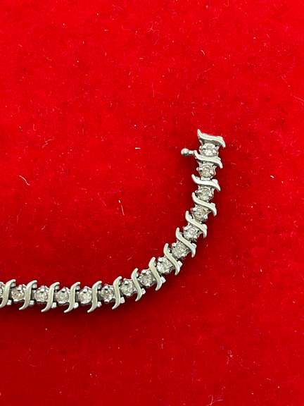 14K WHITE GOLD AND DIAMOND S LINK TENNIS BRACELET
