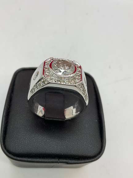 CERTIFIED MENS 14K WHITE GOLD AND DIAMOND RING