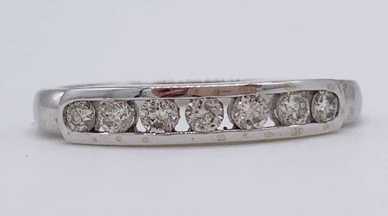 14kt Solid White Gold & Diamond Band Ring
