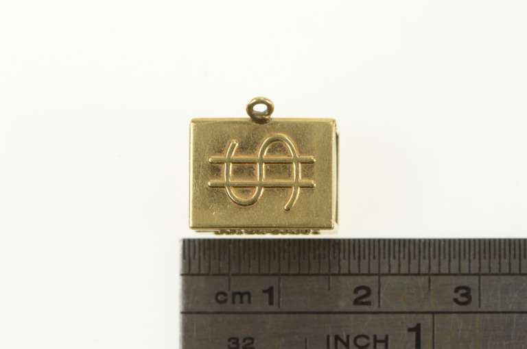 14K Yellow Gold 3D Mad Money $1 Bill Cash Emergency Charm/Pendant