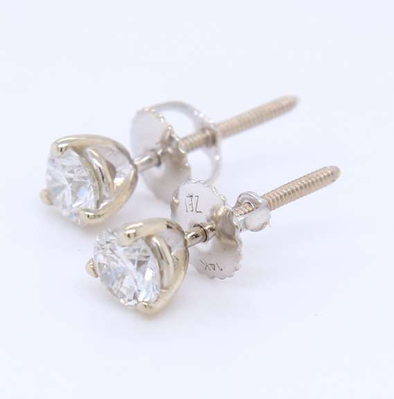 Elegant White Gold Enhanced Diamond Stud Earrings