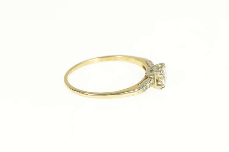 14K Yellow Gold 1940's 0.46 Ctw VVS Diamond Classic Engagement Ring