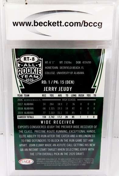 Jerry Jeudy All Rookie Team Gold Football Card, 9NM