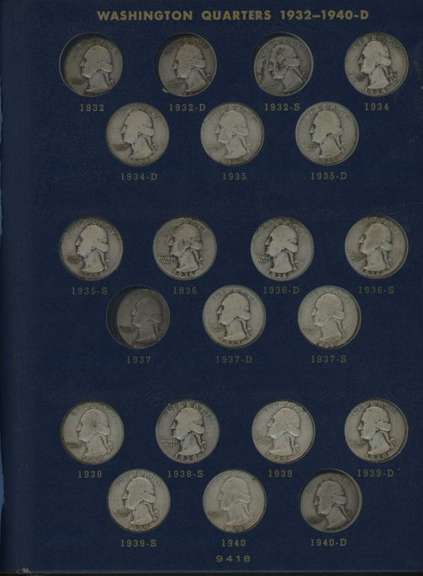Collection of 72 different Washington Quarters 1934 to 1964-D