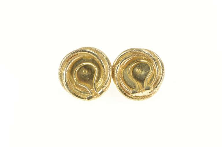 14K Yellow Gold Pearl Twist Design Mabe Clip Back Retro Earrings