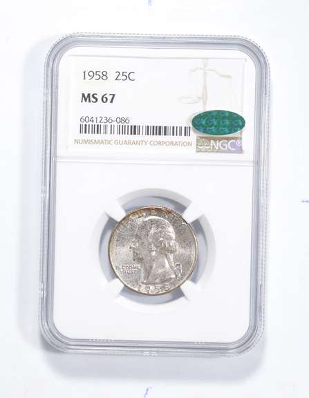 MS67 1958 Washington Quarter - CAC - Graded NGC