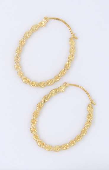 Charming Yellow Gold Twisted Hoop Earrings