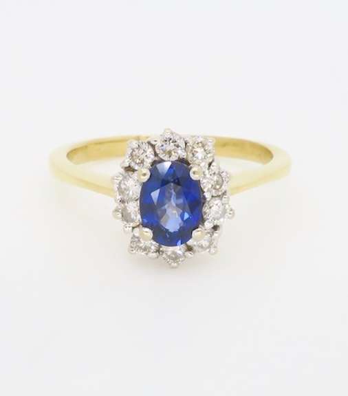 GIA Certified Blue Sapphire & Diamond Halo Ring