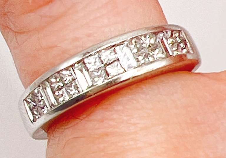 14kt Solid White Gold & Diamond Band