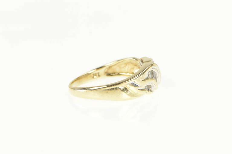 10K Yellow Gold Baguette Diamond Encrusted Bypass Ring