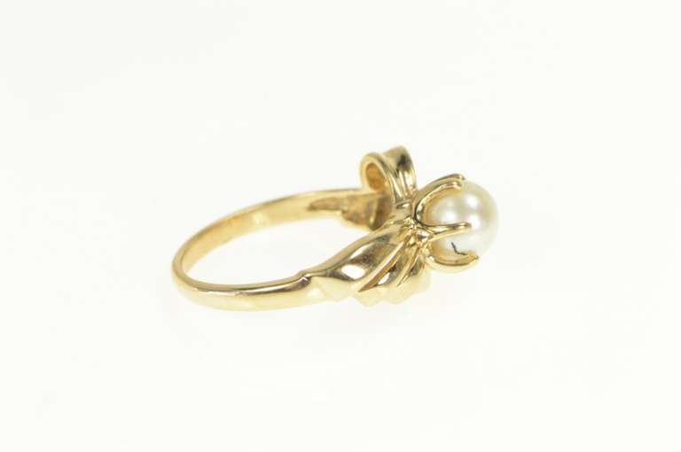 14K Yellow Gold Retro Pearl Classic Freeform Statement Ring