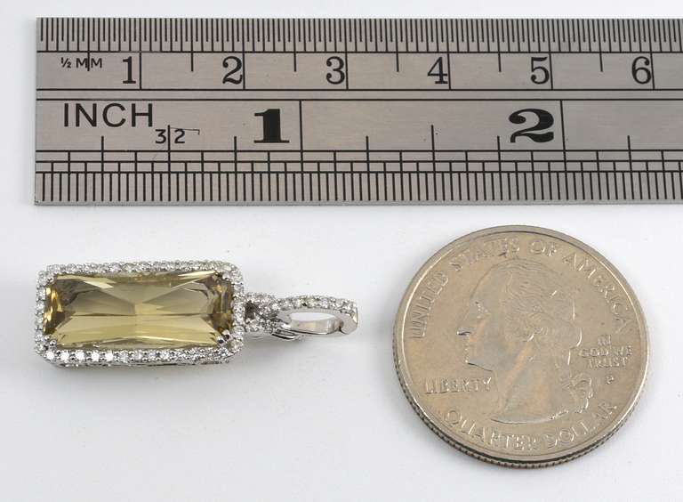 Elegant Lemon Quartz & Diamond Pendant in 14K WG