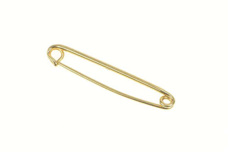 14K Yellow Gold Simple Safety Pin Diaper Bar Pin/Brooch