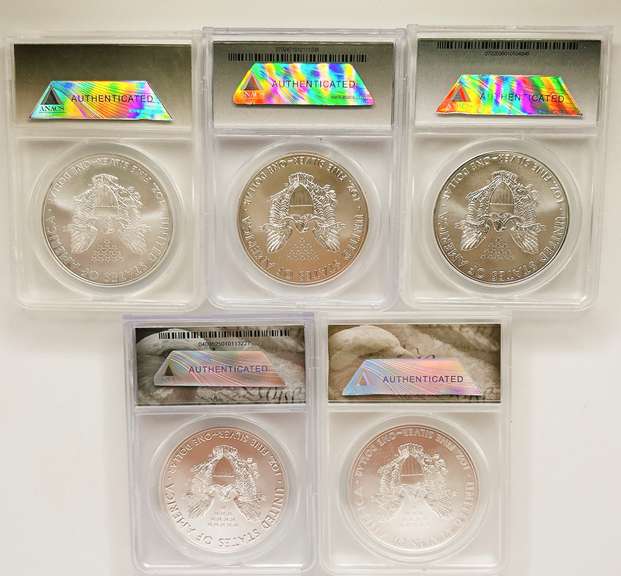 5 MS70 ASE silver coins