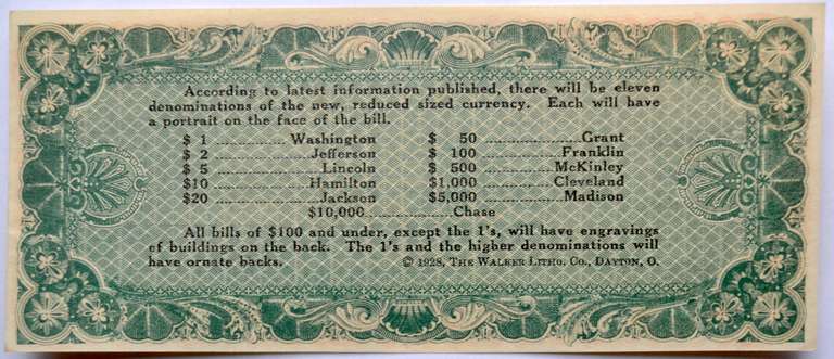 1928 Guide to the New Small Size Currency Note